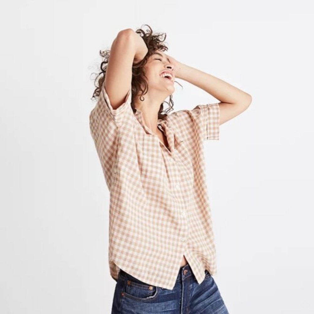 Courier Side-Button Shirt in Gingham Check